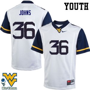 Youth West Virginia Mountaineers NCAA #36 Ricky Johns White Authentic Nike Stitched College Football Jersey BC15N54OR